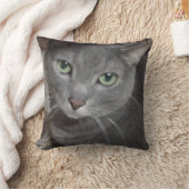 青ロシアの灰色の猫 クッション (ブランケット)