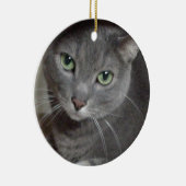 青ロシアの灰色の猫 セラミックオーナメント (右)