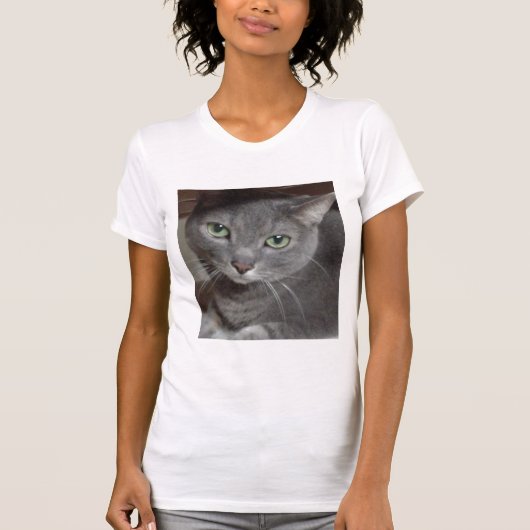 青ロシアの灰色の猫 Tシャツ (正面)