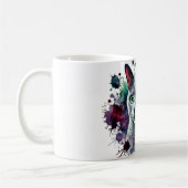 青ロシアの猫の水彩 コーヒーマグカップ (左)