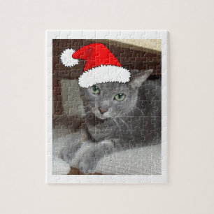 青ロシアの猫クリスマス ジグソーパズル