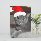 青ロシアの猫クリスマス 便箋 (スタンド正面)