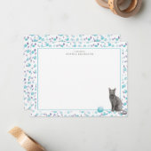 青ロシアの猫パーソナライズされた文房具 ノートカード (正面/裏面インサイチュ)