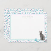 青ロシアの猫パーソナライズされた文房具 ノートカード (正面/裏面)