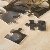 青ロシアの猫白い花 ジグソーパズル (側面)