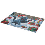 青ロシアの猫走の雪とクリスマス カッティングボード (角)