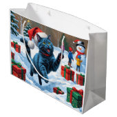 青ロシアの猫走の雪とクリスマス ラージペーパーバッグ (裏面アングル)