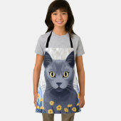 青ロシアの猫黄色の花 エプロン (インサイチュ)