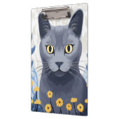 青ロシアの猫黄色の花 クリップボード (左)