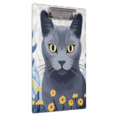 青ロシアの猫黄色の花 クリップボード (右)