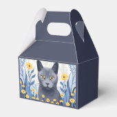 青ロシアの猫黄色の花 フェイバーボックス (裏面サイド)
