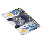 青ロシアの猫黄色の花 マグネット (右側)