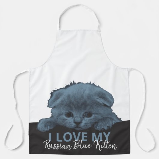 青ロシアの猫 エプロン (正面)