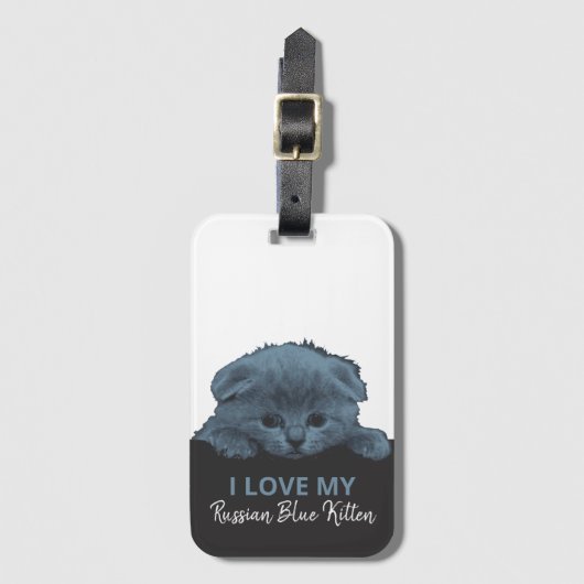 青ロシアの猫 ラゲッジタグ (正面縦)