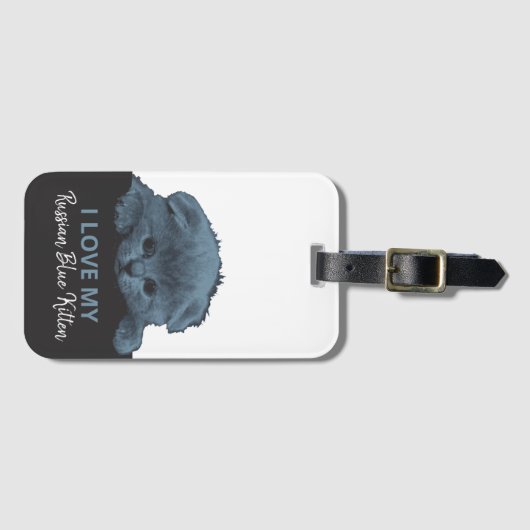 青ロシアの猫 ラゲッジタグ (正面横)