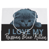 青ロシアの猫 ラージペーパーバッグ (正面)