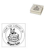 青ロシアの猫、図書館の本 ラバースタンプ (押印)