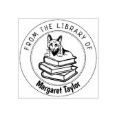 青ロシアの猫、図書館の本 ラバースタンプ (インプリント)