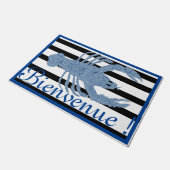 青ロブスタージンジャージャーズフランスのジャー国旗の書式 ドアマット (アングル)