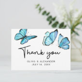 青ロマンチックな水の色の蝶ありがとうEnc エンクロージャーカード (スタンド正面)