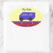 青ワゴン 楕円形シール (バッグ)