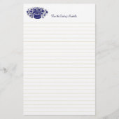 青ヴィンテージの花籠カスタム裏文房具 便箋 (正面)