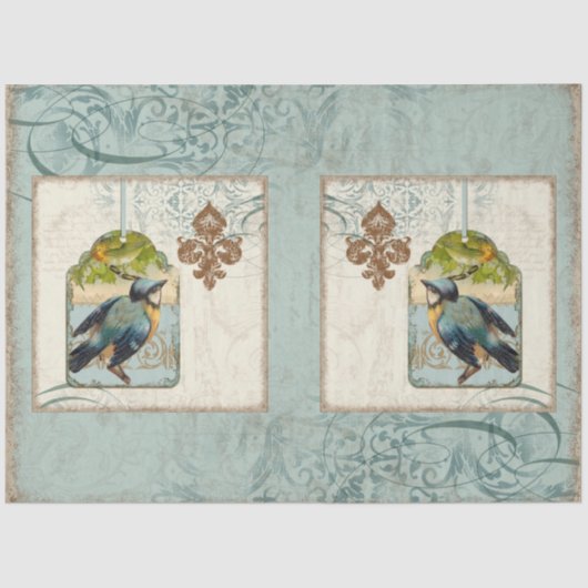 青ヴィンテージの鳥のフランスの（紋章の）フラ・ダ・リの分離 薄葉紙 (正面)