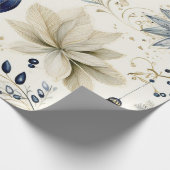 青ヴィンテージインスパイアフローラ ラッピングペーパー (角)
