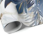 青ヴィンテージインスパイアフローラ ラッピングペーパー (ロールコーナー)