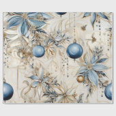 青ヴィンテージインスパイアフローラ ラッピングペーパー (フラット)