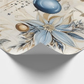 青ヴィンテージインスパイアフローラ ラッピングペーパー (角)