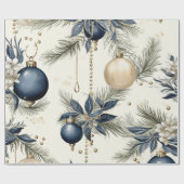 青ヴィンテージインスパイアフローラ ラッピングペーパー (フラット)