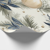 青ヴィンテージインスパイアフローラ ラッピングペーパー (角)