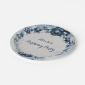 青ヴィンテージエレガント花結婚のフローラ ペーパープレート (アングル)