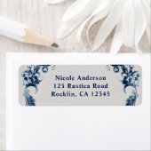 青ヴィンテージエレガント花結婚のフローラ ラベル (インサイチュ)