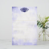 青ヴィンテージフェイク花文房並み 便箋 (スタンド正面)