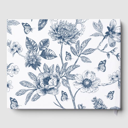 青ヴィンテージフランスのフローラ結婚 ゲストブック (裏面)