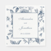 青ヴィンテージフランスのフローラ結婚 スタンダードランチョンナプキン (正面)