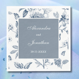 青ヴィンテージフランスのフローラ結婚 スタンダードランチョンナプキン