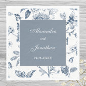 青ヴィンテージフランスのフローラ結婚 スタンダードランチョンナプキン