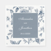 青ヴィンテージフランスのフローラ結婚 スタンダードランチョンナプキン (正面)