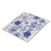 青ヴィンテージフローラタイル模様 タイル (側面)