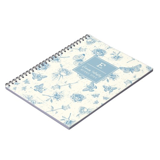 青ヴィンテージモノグラムのフローラ ノートブック (左側)