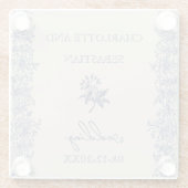 青ヴィンテージ結婚フローラ ガラスコースター (裏面)