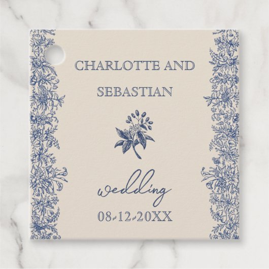 青ヴィンテージ結婚フローラ フェイバータグ (正面)