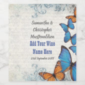 青ヴィンテージ結婚蝶 ワインラベル (シングルラベル)