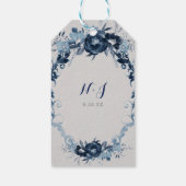 青ヴィンテージ花エレガントフローラ結婚式の引き出物 ギフトタグ (裏面)
