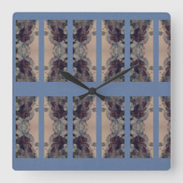 青ヴィンテージ スクエア壁時計