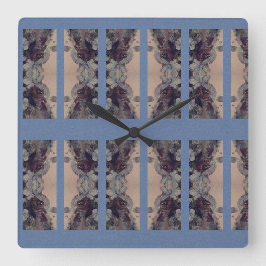 青ヴィンテージ スクエア壁時計 (正面)