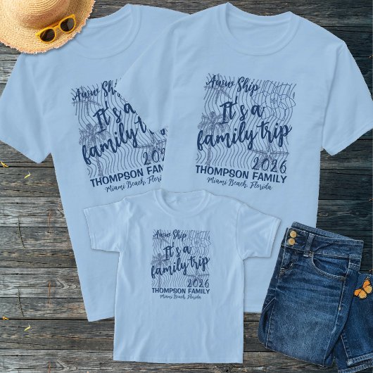 青一色のファミリーバケーションTシャツ Tシャツ